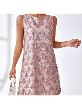 Pink Preppy Womens Solid Fuzzy Tank Dress